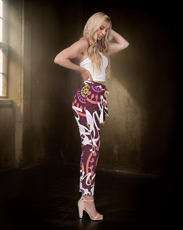 Crazy Skull 1 Women's Belted Tapered Pants - IAKAM