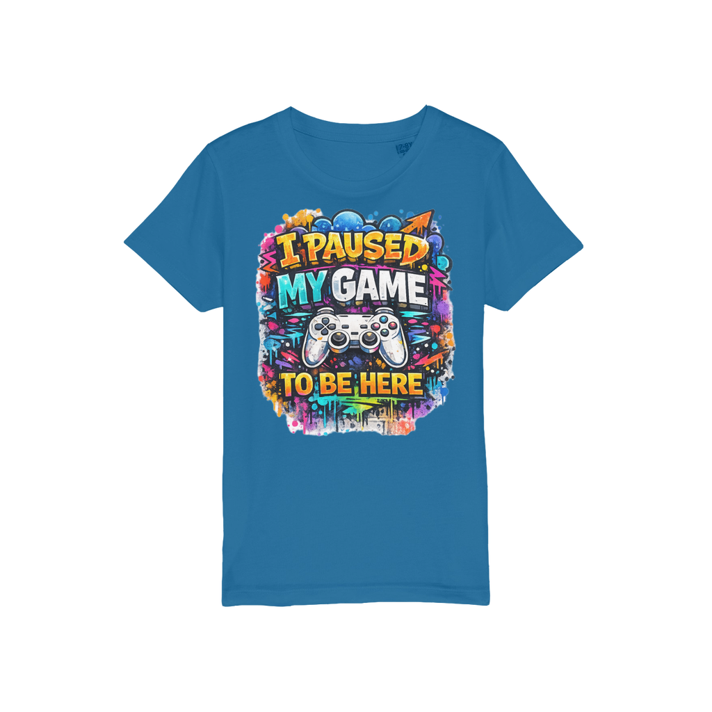 I Paused My Game Kids T-Shirt for Young Gamers - Organic Jersey