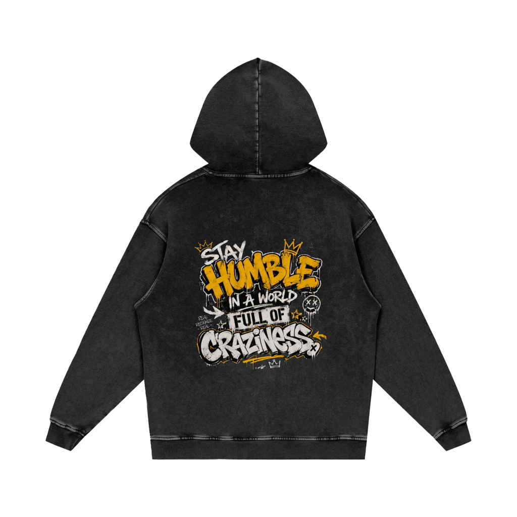 Fuse982 Snow Washed Loose Cotton Hoodie