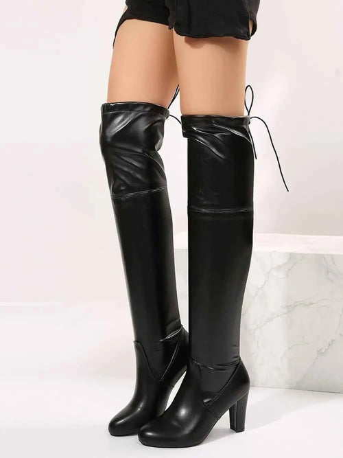 Pointed Toe High Heel PU Leather Boots – Chic Fashion Style