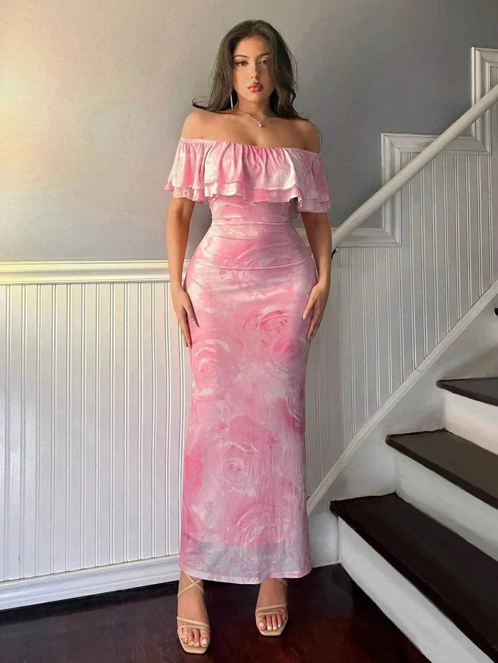 Layered Ruffled Off-Shoulder Dress