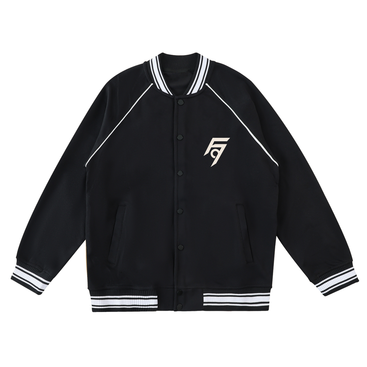 FUSE982 Contrast Trim Raglan Varsity Jacket