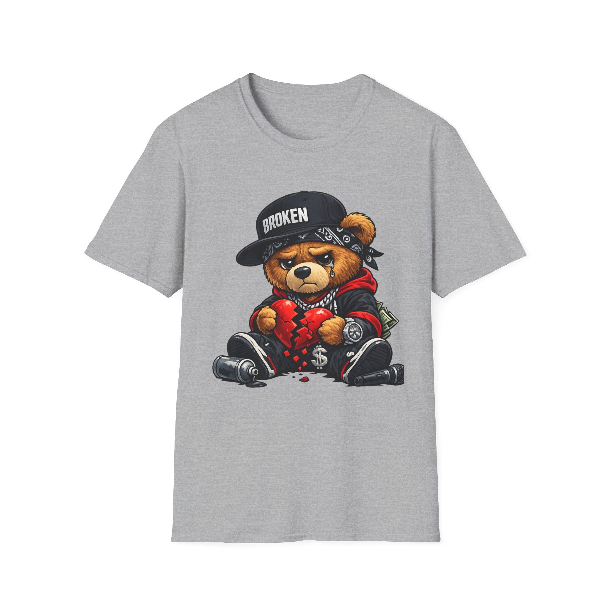 Broken Teddy Bear Graphic Tee — "Love Me" Street Art Shirt Unisex