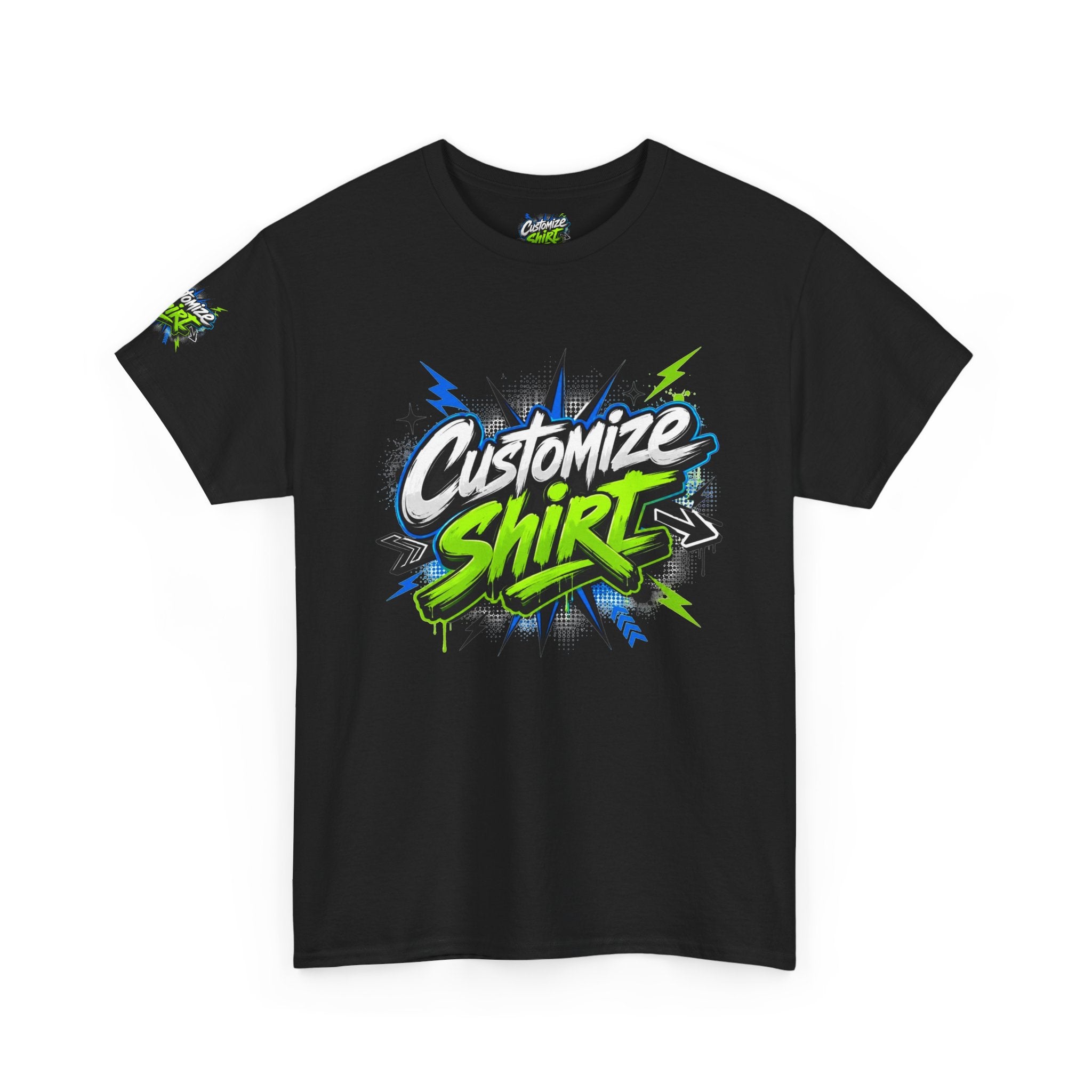 Customize Shirt Graphic Tee — Bold Neon Graffiti Design