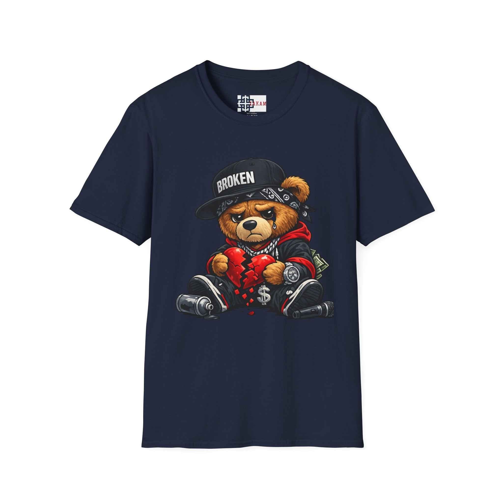Broken Hearted Teddy Bear Graphic Tee — "Love Me" Street Art  T-Shirt