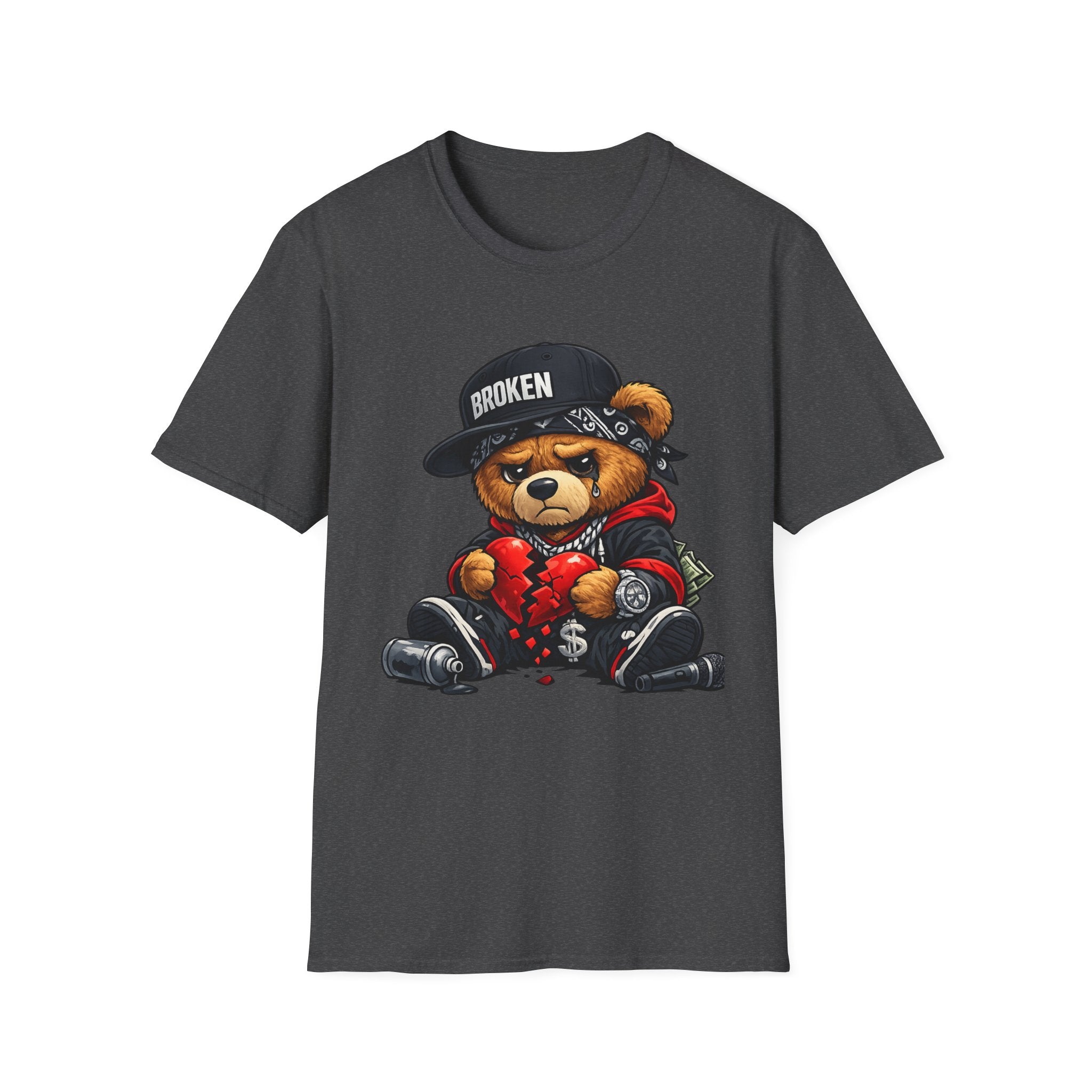 Broken Teddy Bear Graphic Tee — "Love Me" Street Art Shirt Unisex