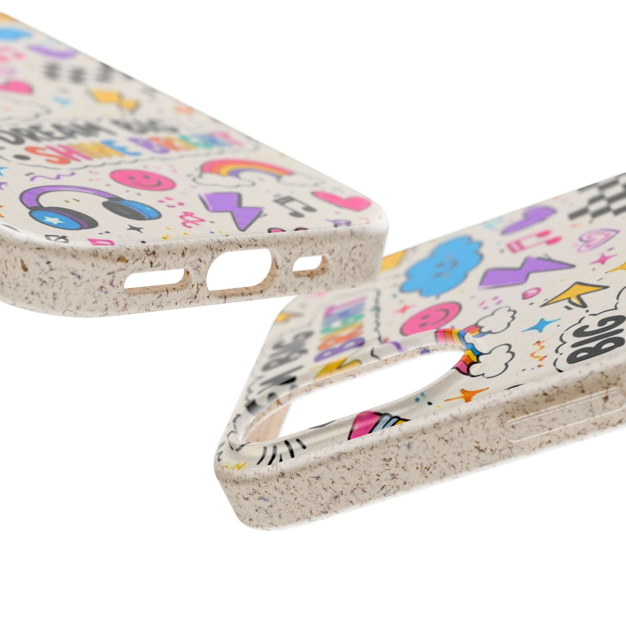 Dream Big Shine Bright Biodegradable Phone Case — Cute Rainbow & Doodle Eco Case