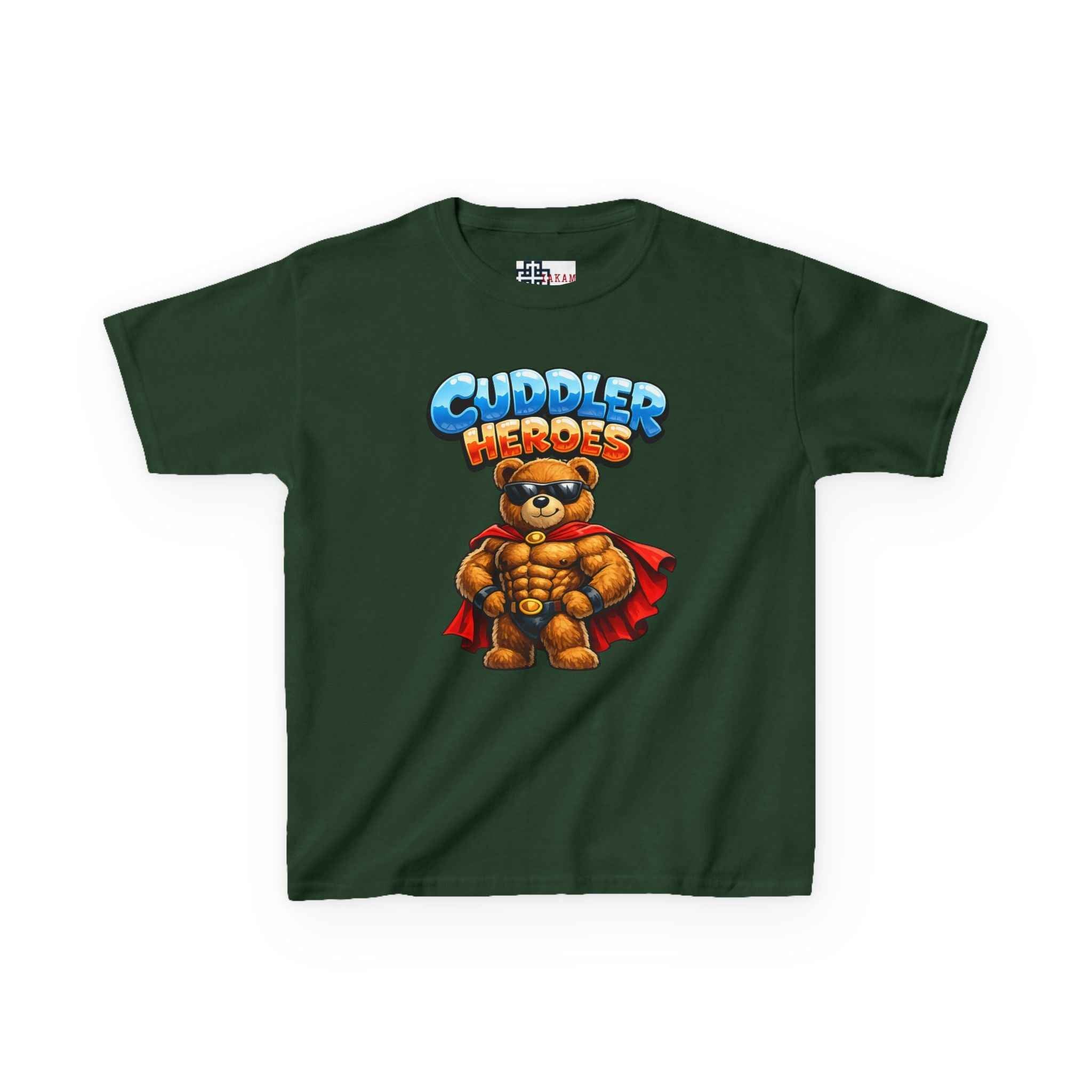 Kids Cuddler Heroes T‑Shirt — Superhero Teddy Graphic Tee for Boys & Girls
