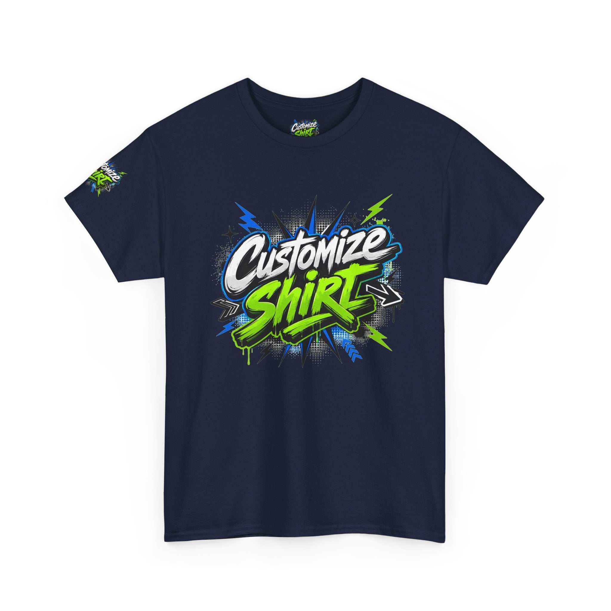 Customize Shirt Graphic Tee — Bold Neon Graffiti Design