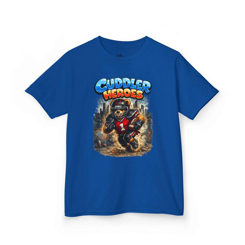 Kids T-Shirt — "Cuddler Heroes" Football Bear Graphic Tee