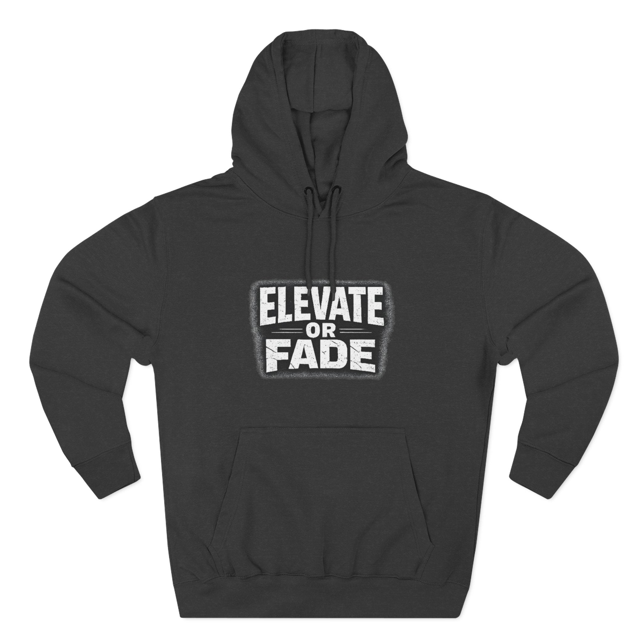 Elevate or Fade Hoodie - Urban Graphic Fleece Pullover with Crown and Wings Design for Stylish Comfort