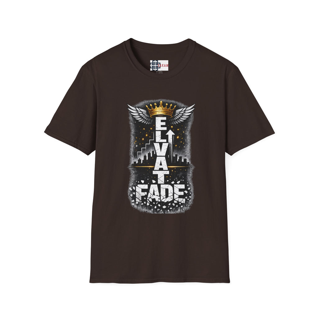 Elevate or Fade Streetwear T-Shirt - Motivational Tee with Crown & Wings