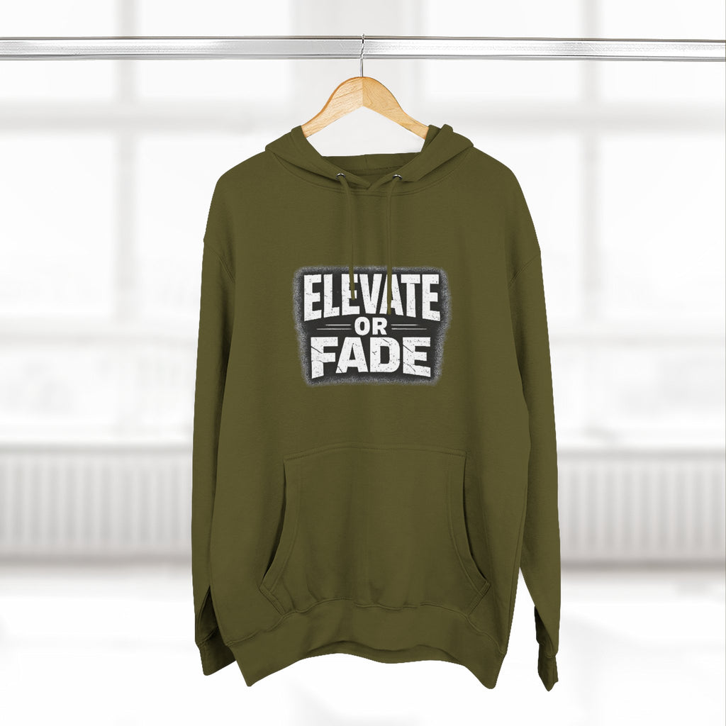 Elevate or Fade Hoodie - Urban Graphic Fleece Pullover with Crown and Wings Design for Stylish Comfort
