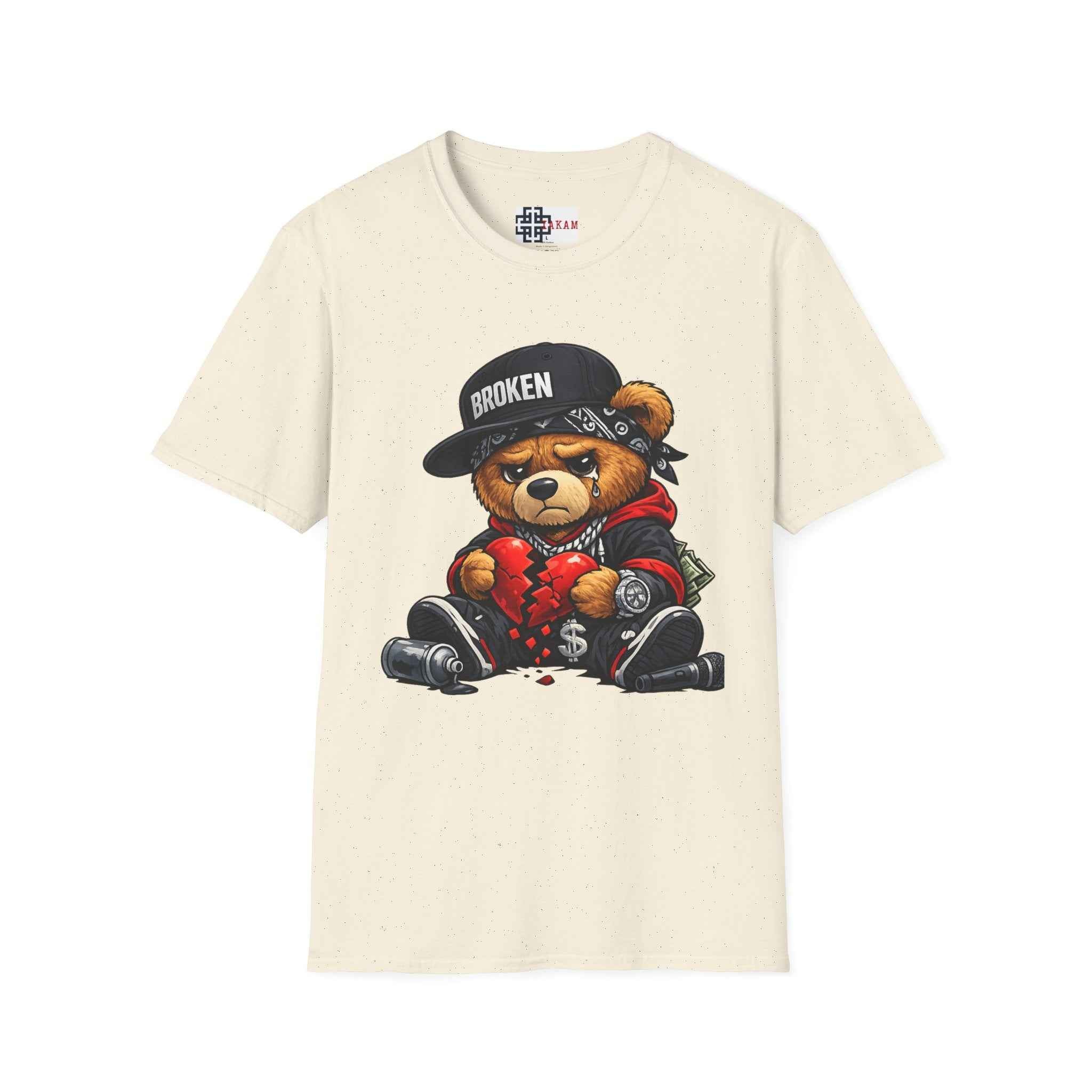 Broken Hearted Teddy Bear Graphic Tee — "Love Me" Street Art  T-Shirt