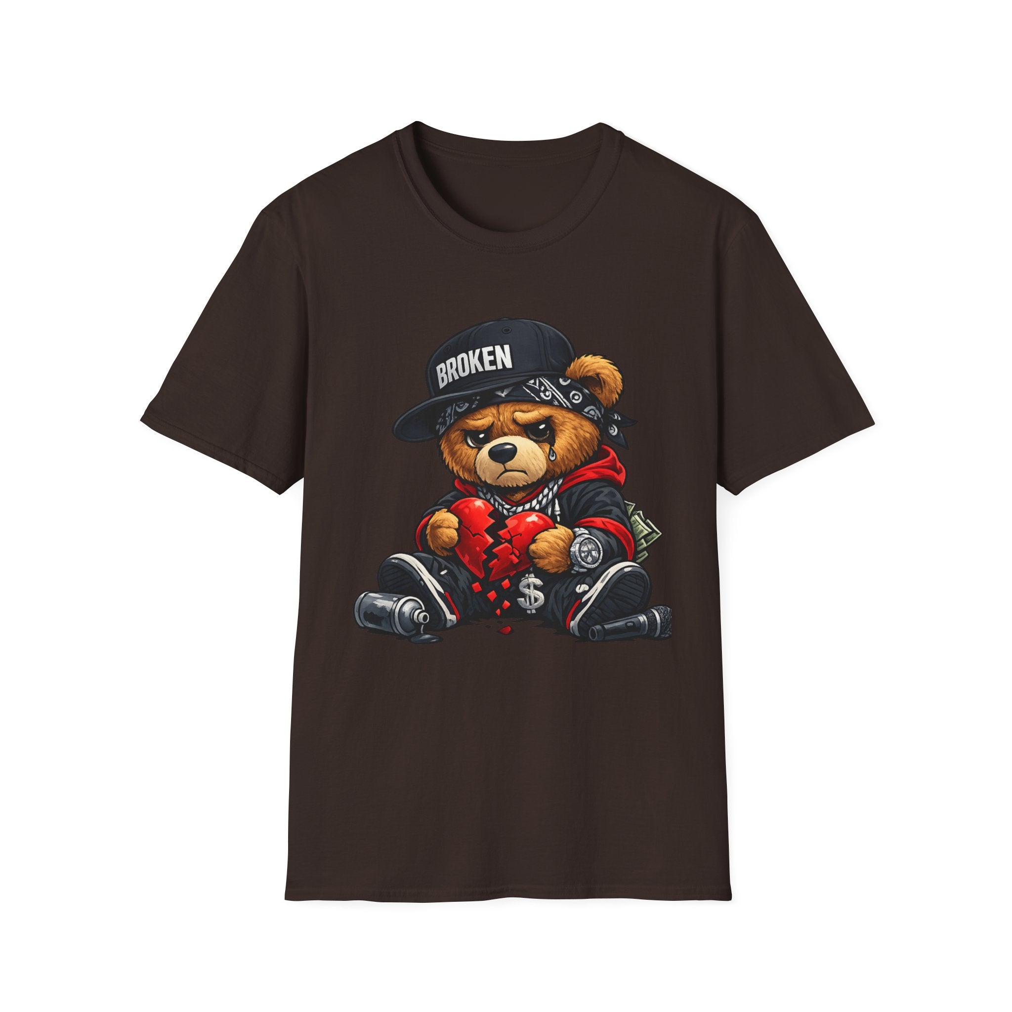 Broken Teddy Bear Graphic Tee — "Love Me" Street Art Shirt Unisex