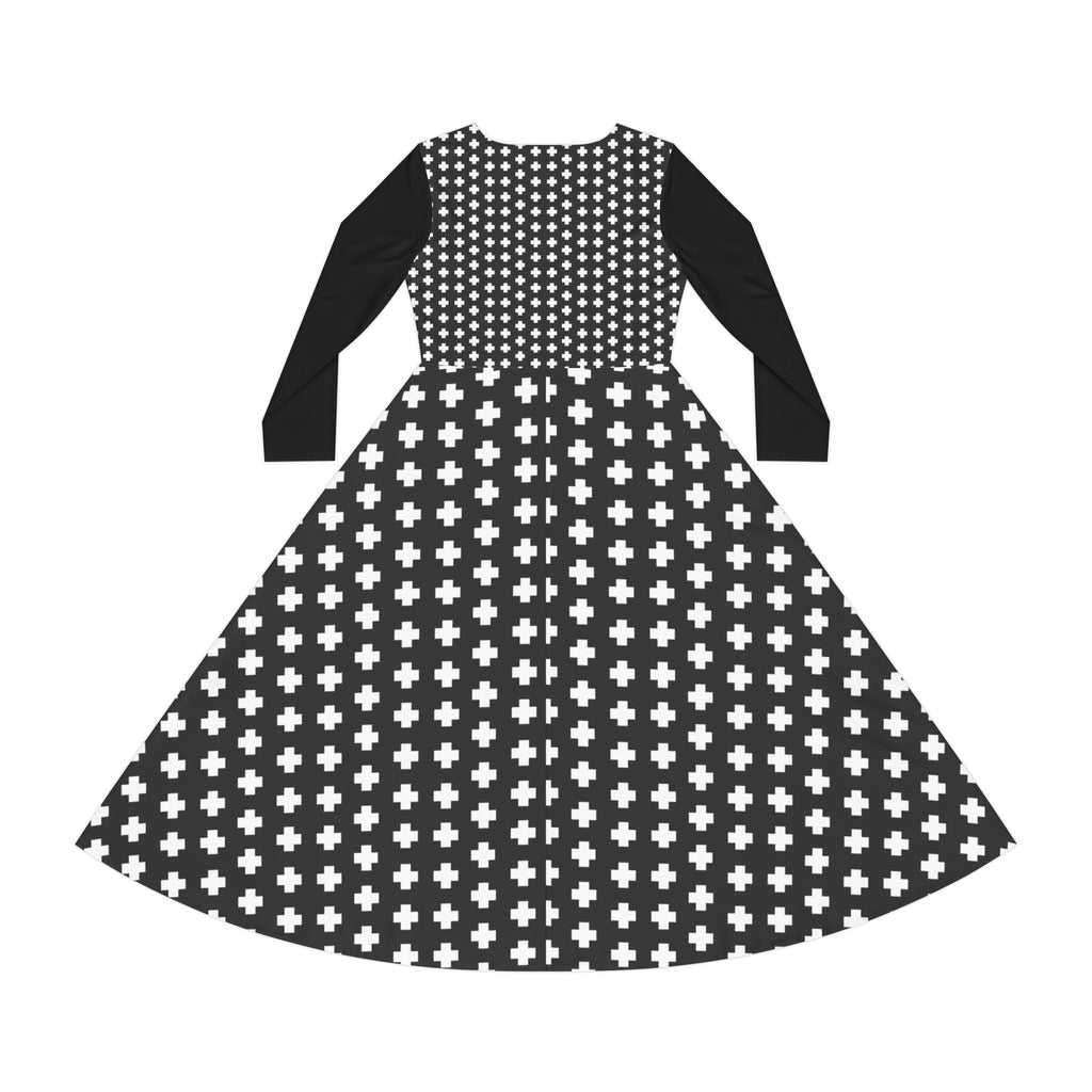 Women's Long Sleeve  Black & White Cross