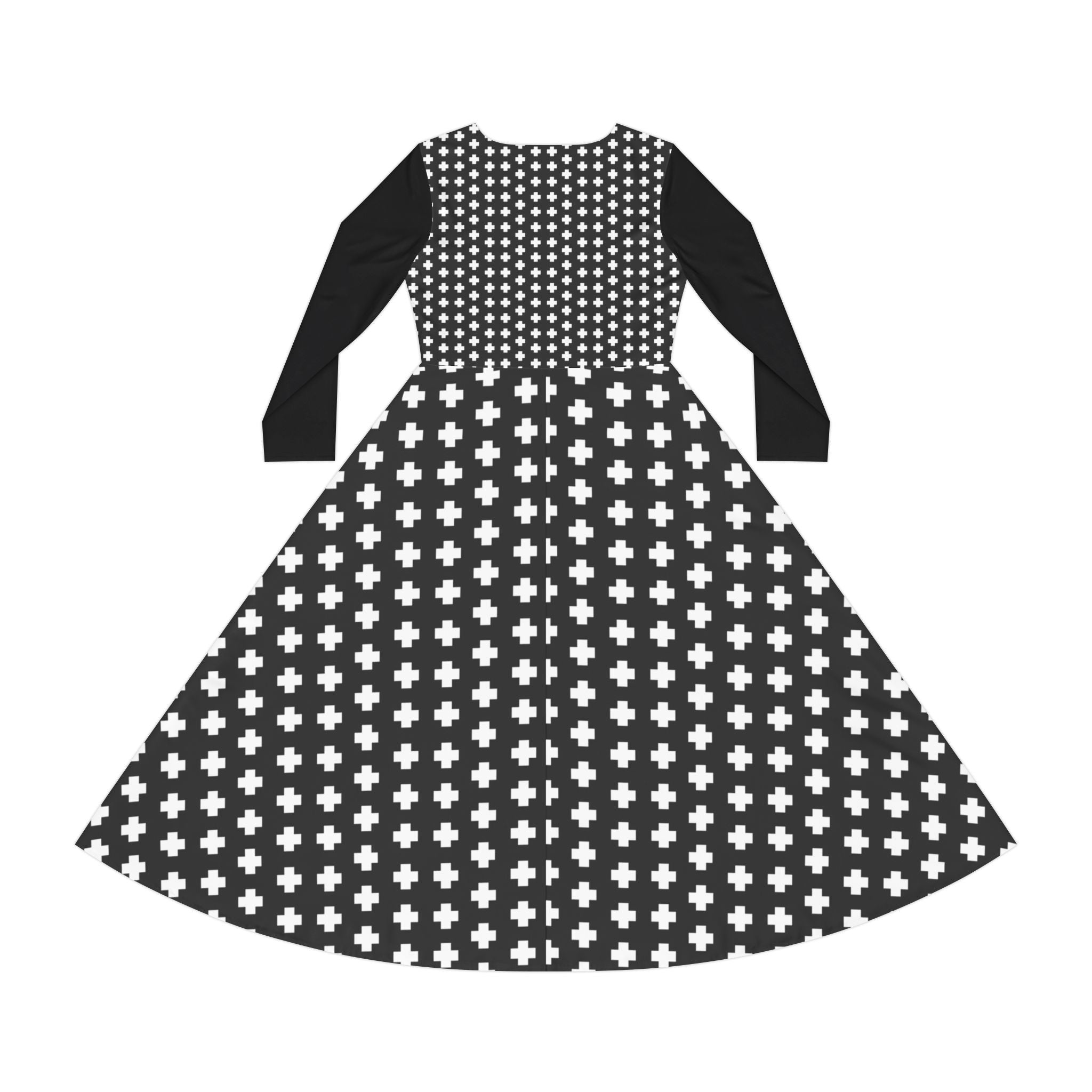 Women's Long Sleeve  Black & White Cross