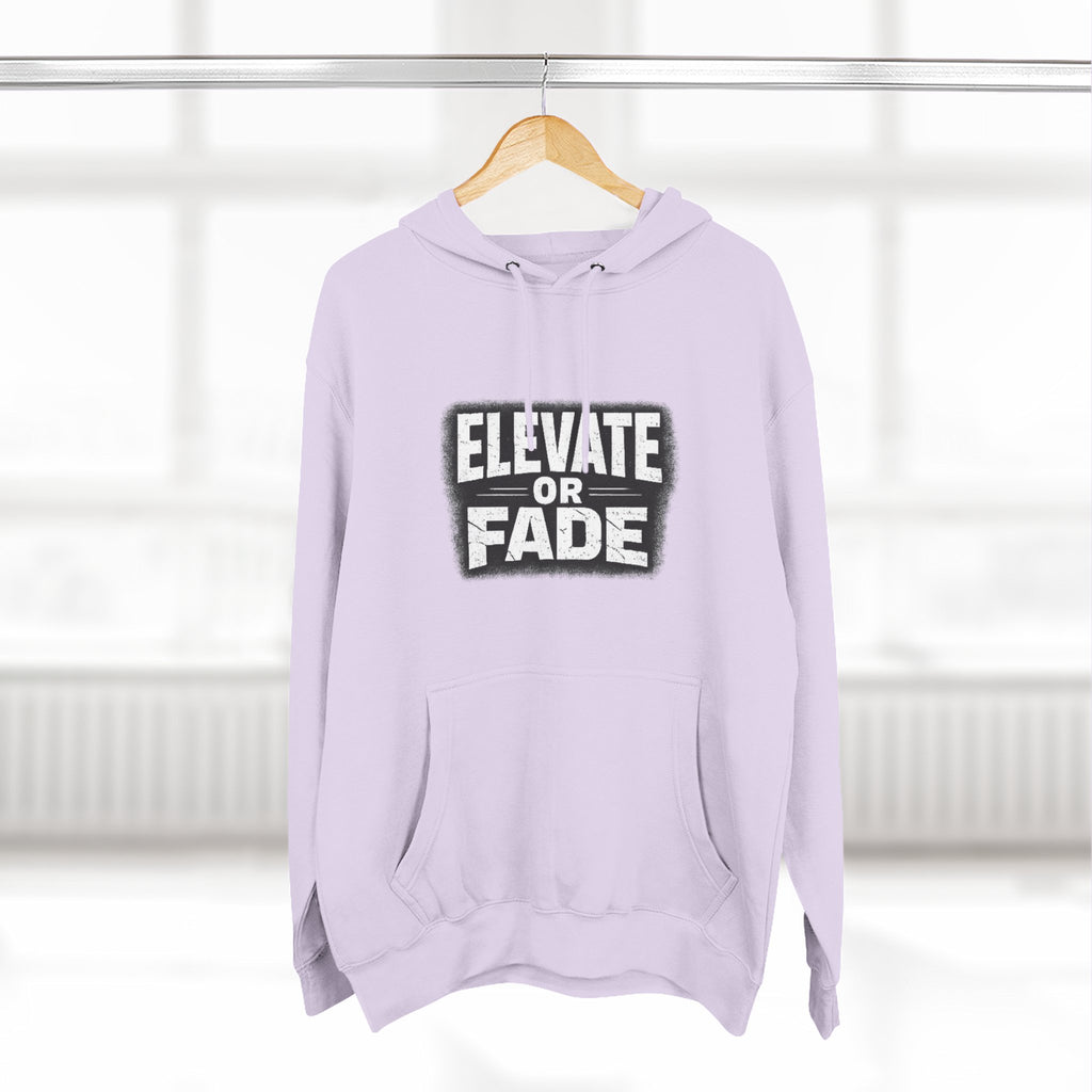 Elevate or Fade Hoodie - Urban Graphic Fleece Pullover with Crown and Wings Design for Stylish Comfort