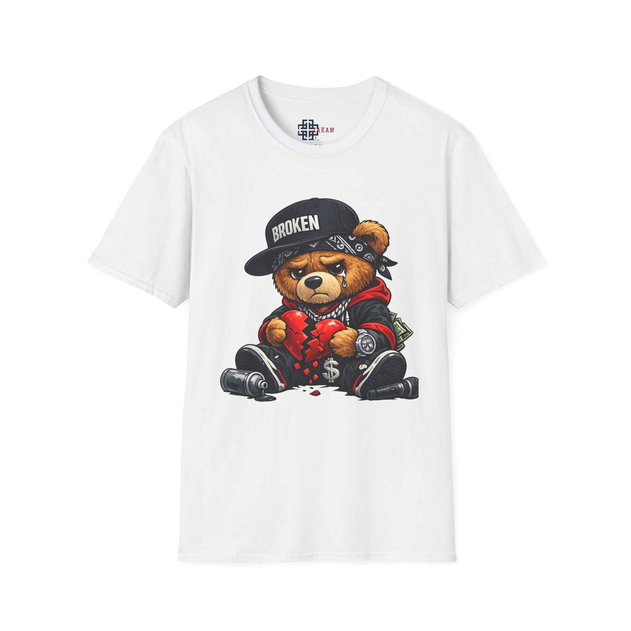 Broken Hearted Teddy Bear Graphic Tee — "Love Me" Street Art  T-Shirt