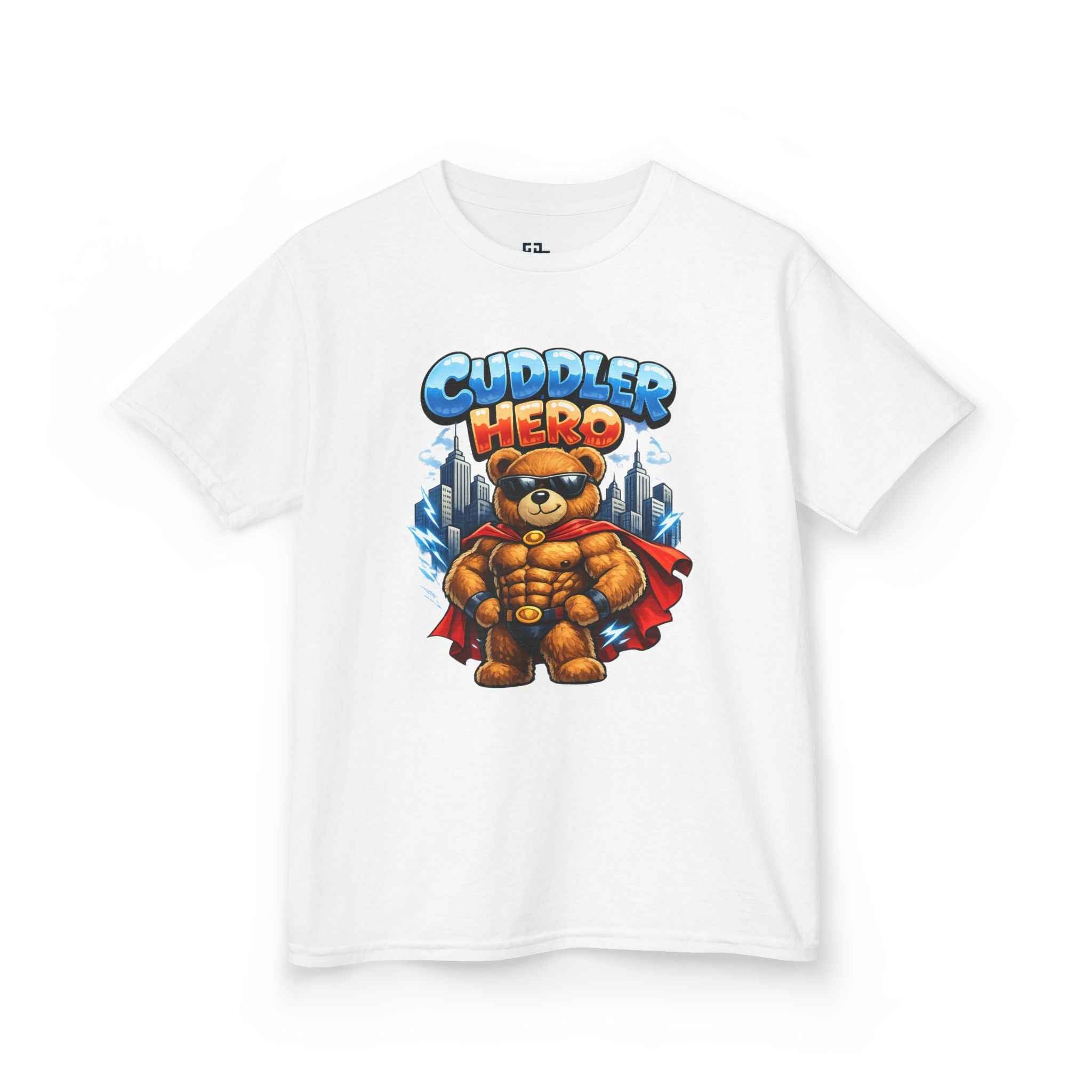 Kids Tee — "Cuddler Hero" Cute Superhero Bear T-Shirt for Toddlers & Kids