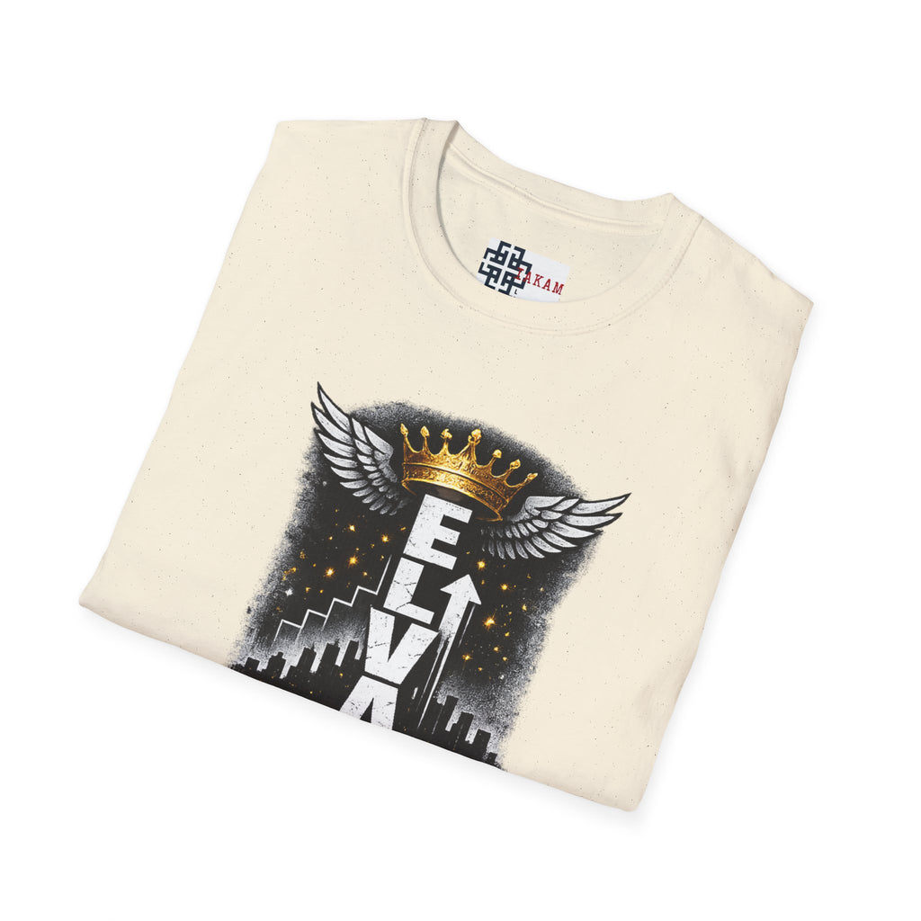 Elevate or Fade Streetwear T-Shirt - Motivational Tee with Crown & Wings