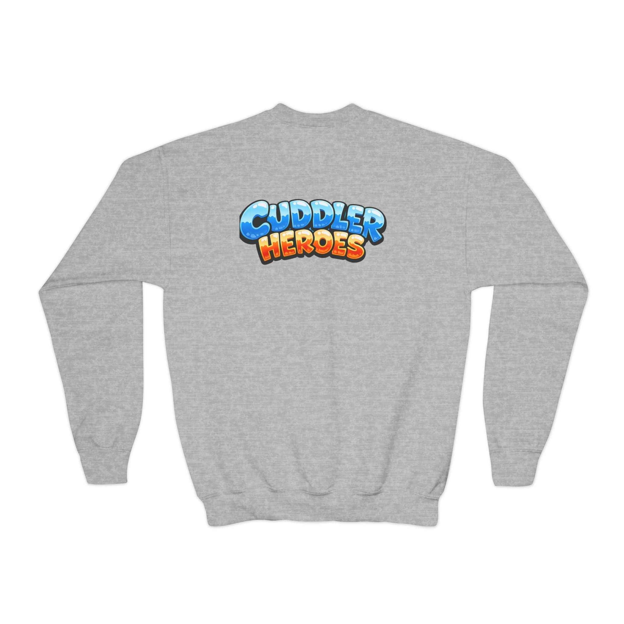Cuddler Hero Kids Sweatshirt — Cute Superhero Teddy Crewneck