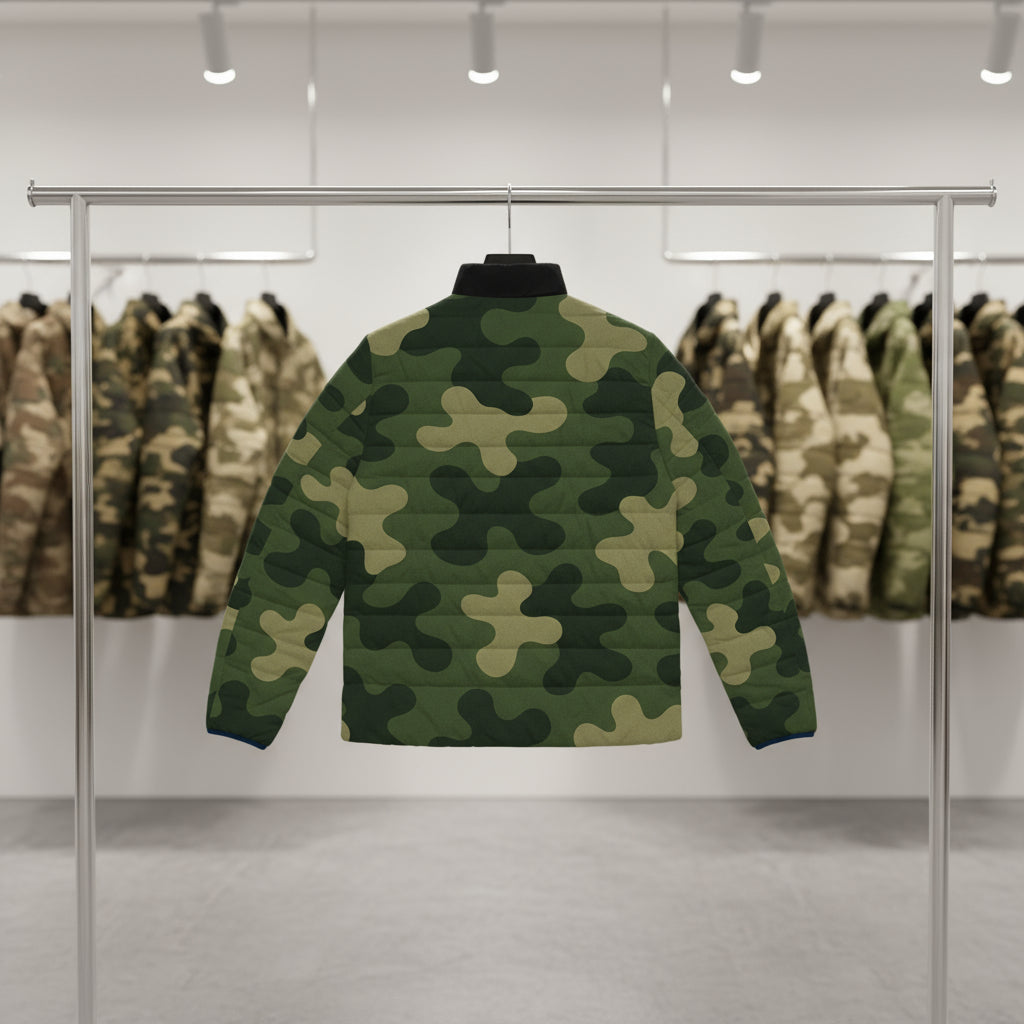 Men's Puffer Camo Green Jacket - IAKAM