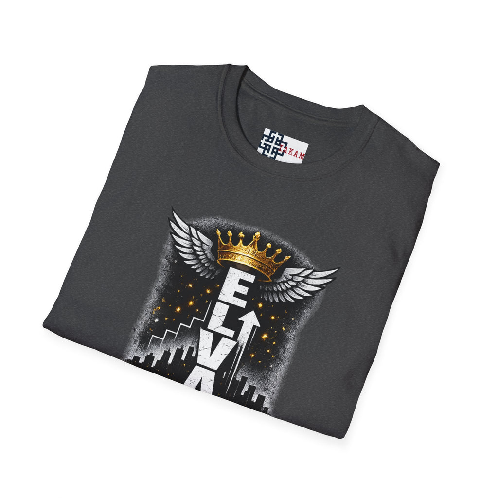 Elevate or Fade Streetwear T-Shirt - Motivational Tee with Crown & Wings