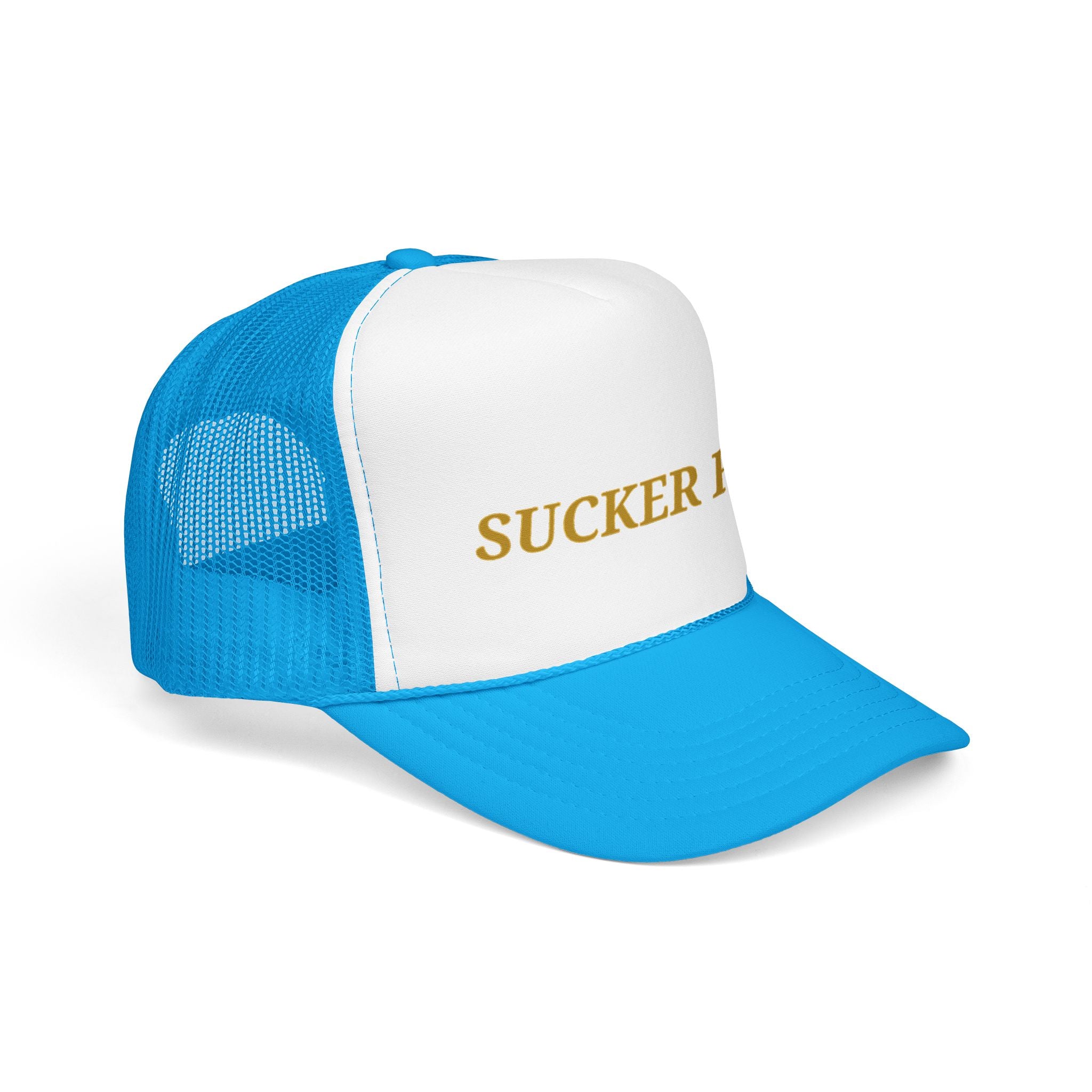 Sucker Free Trucker Hat — Vintage Gold Embroidered Foam Cap