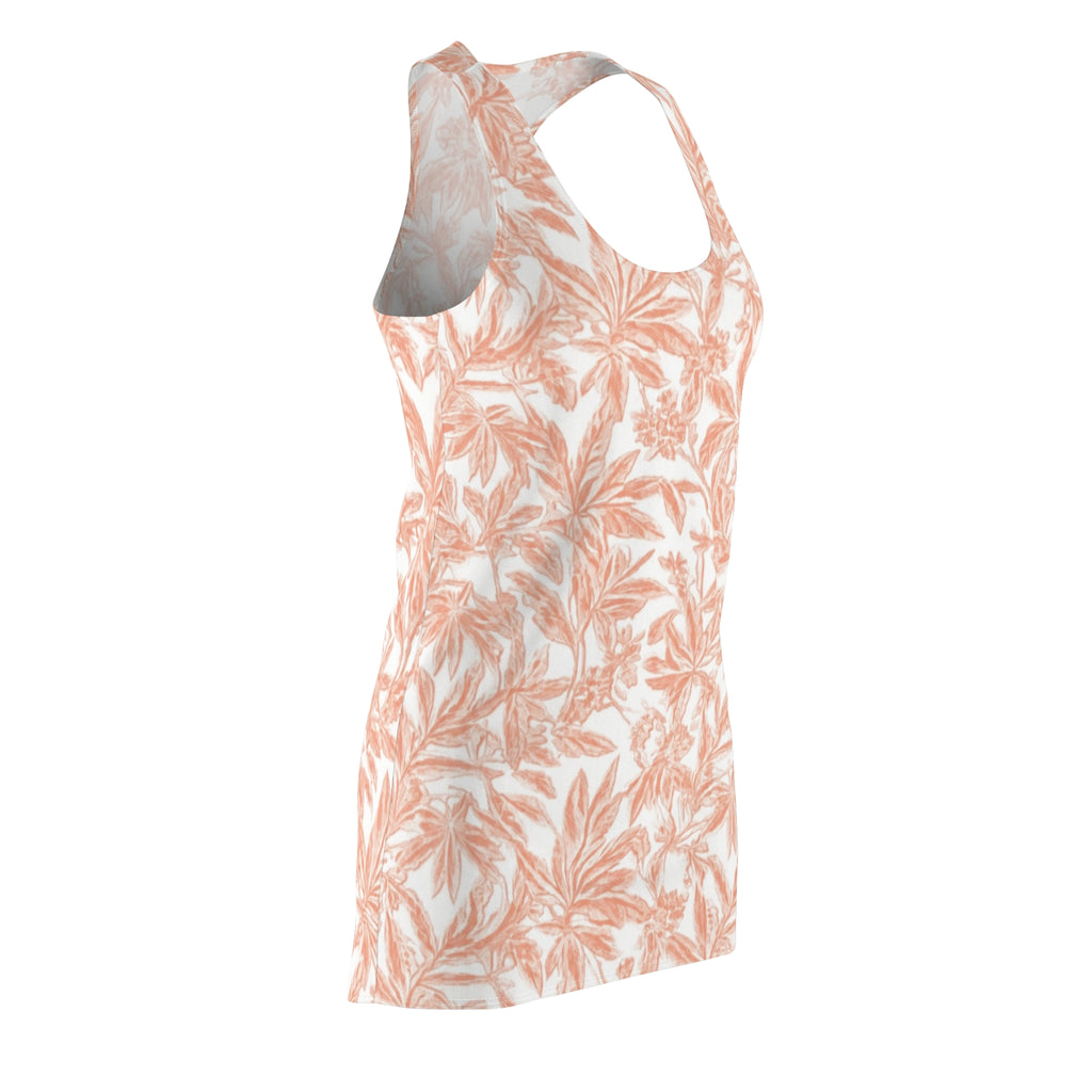 Peach Palm Leaf Sundress - Tropical Floral AOP Racerback Dress for Summer Styling
