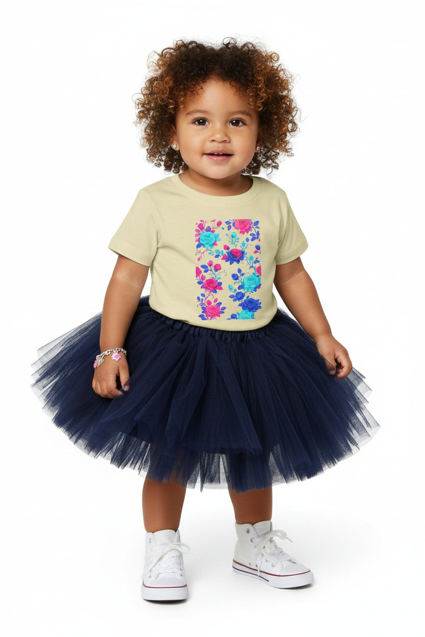 Infant Tee - Bright Floral Baby Shirt with Watercolor Floral Design for Girls