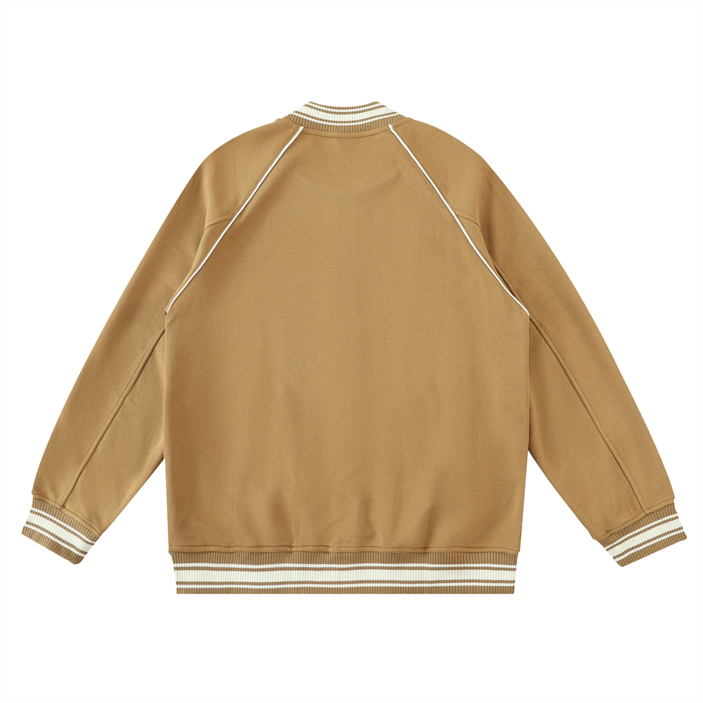 Contrast Trim Raglan Varsity Jacket