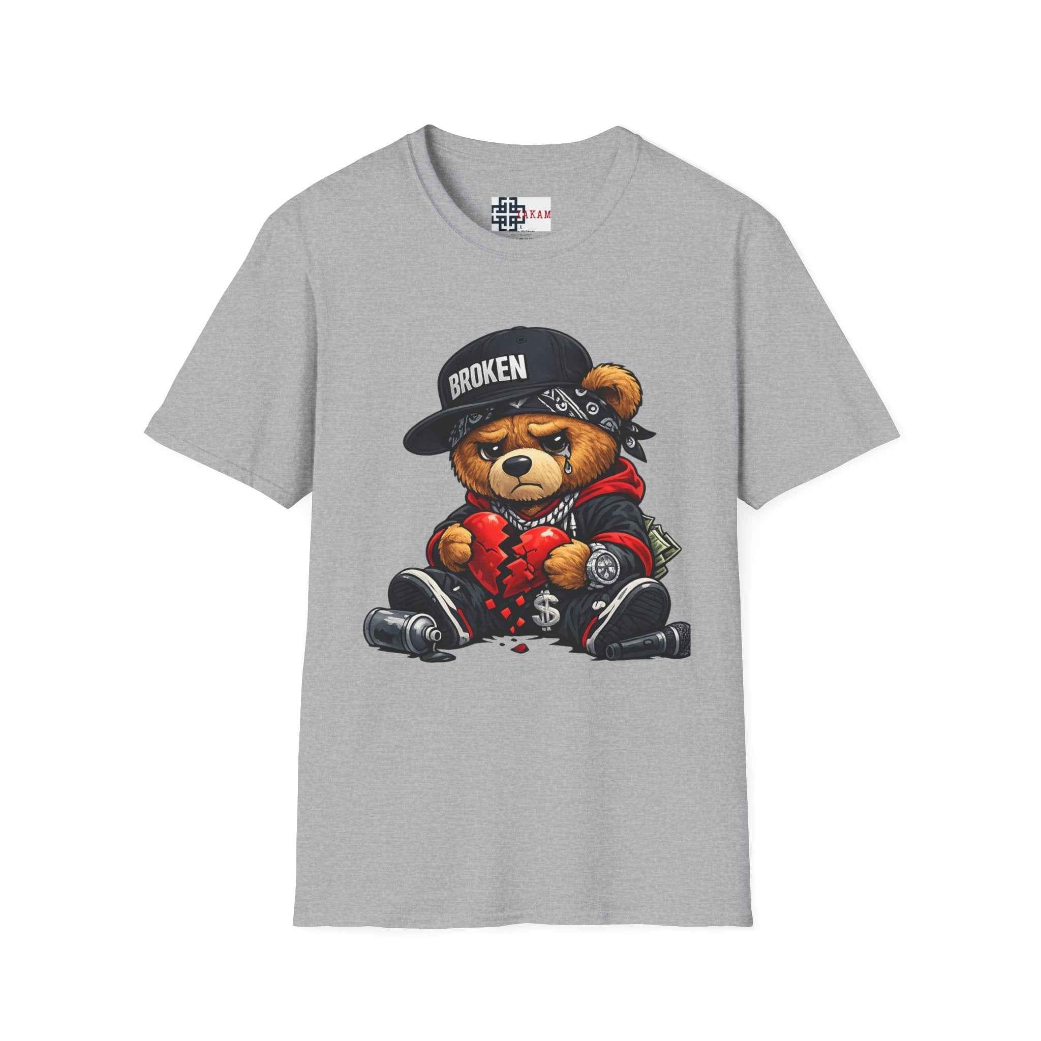 Broken Hearted Teddy Bear Graphic Tee — "Love Me" Street Art  T-Shirt