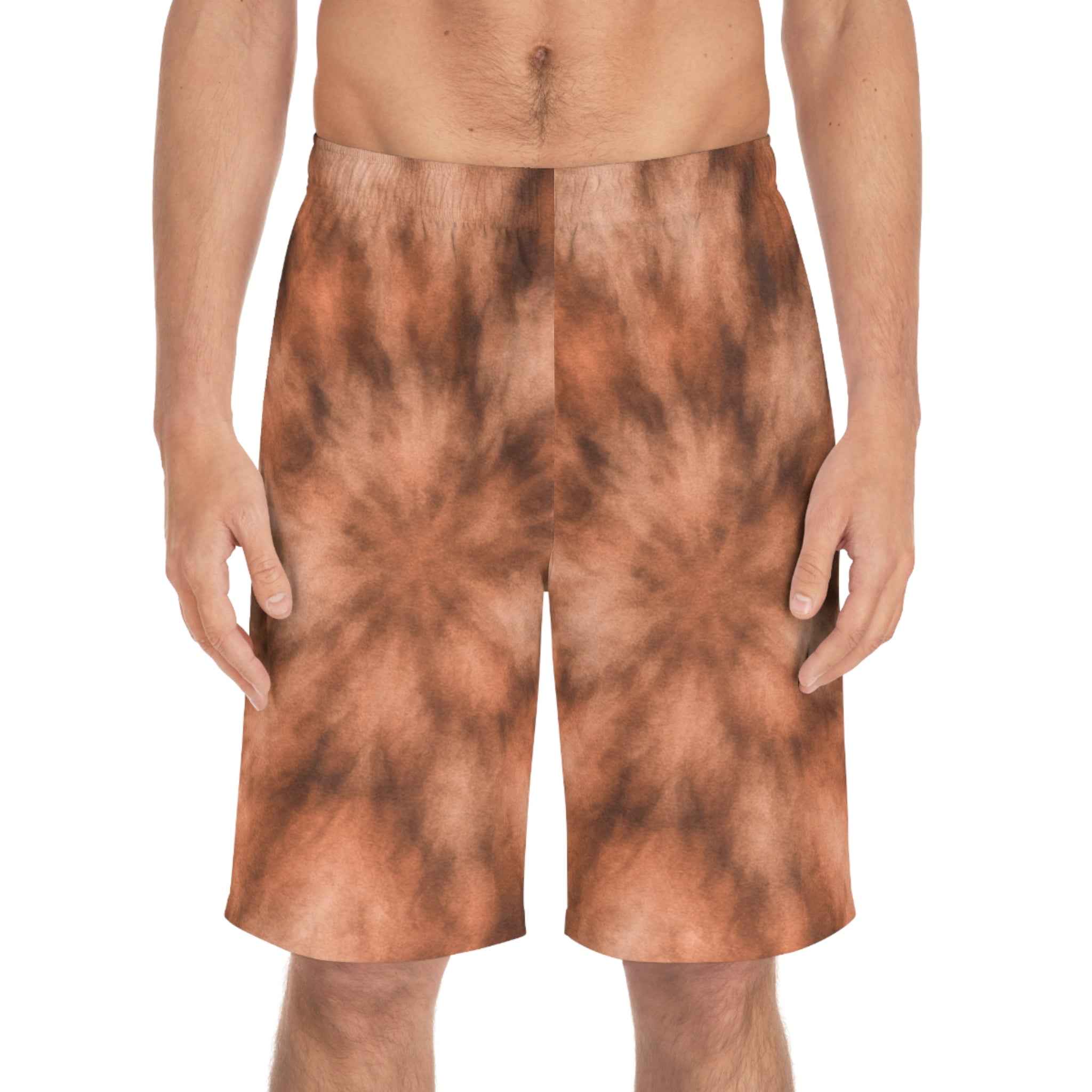 Copper Tie-Dye Board Shorts — Men’s Beach Swim Trunks