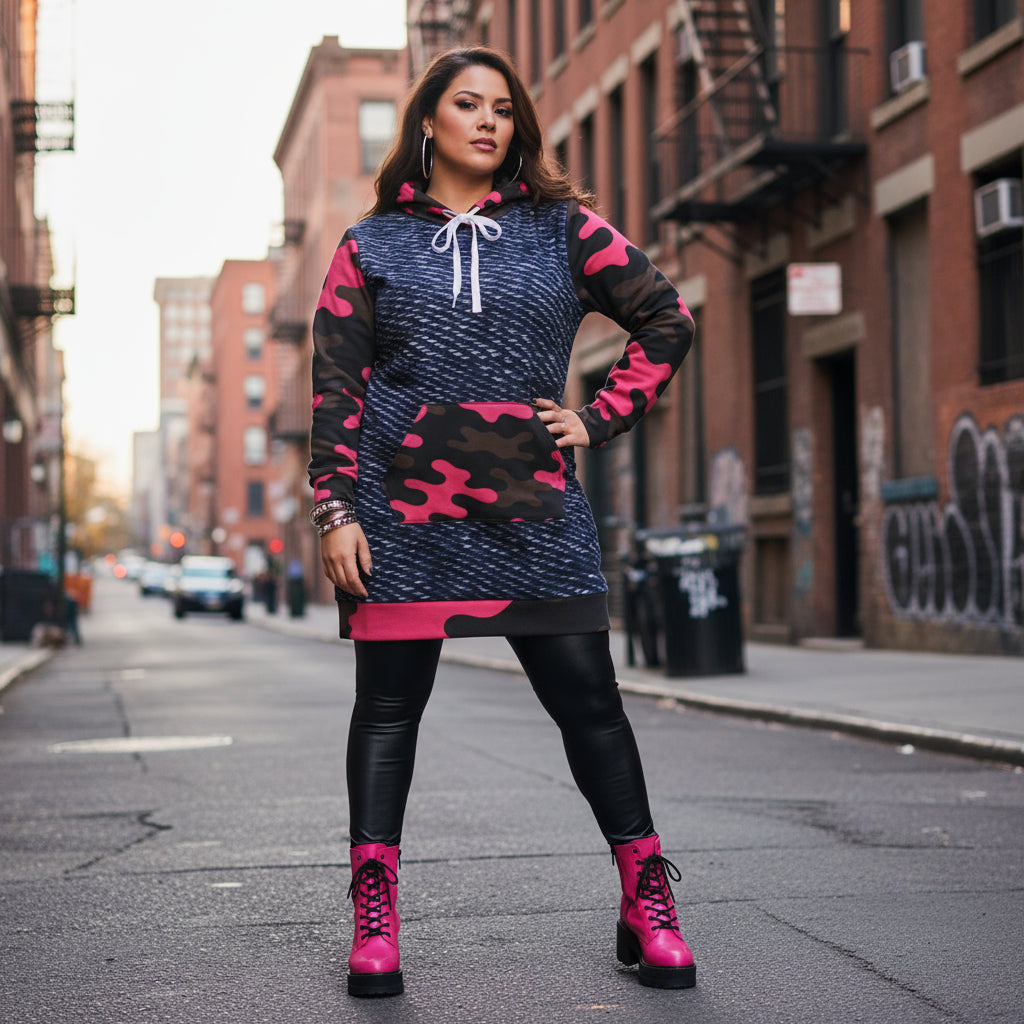 Women's Camo Pink Hoodie Dress for Stylish Comfort and Versatility