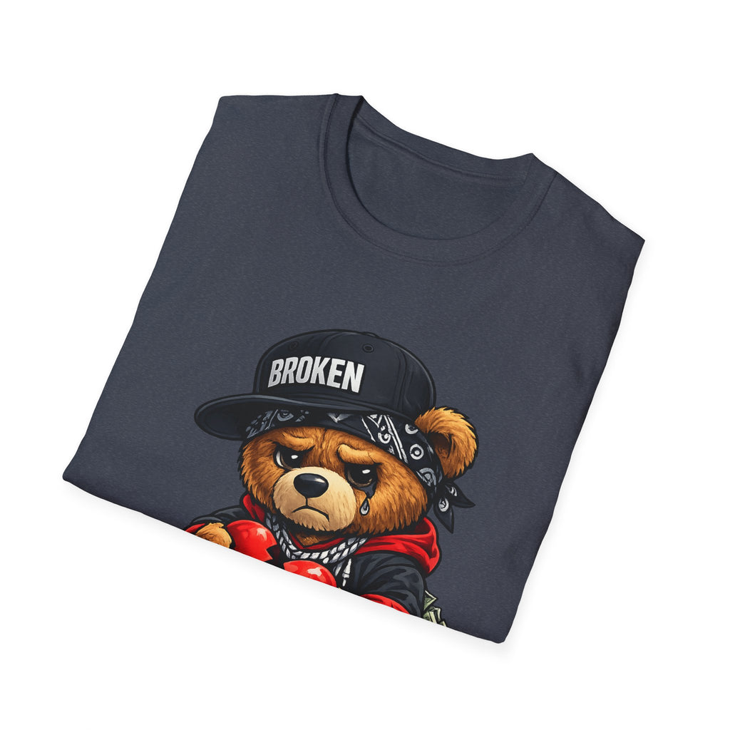 Broken Teddy Bear Graphic Tee — "Love Me" Street Art Shirt Unisex