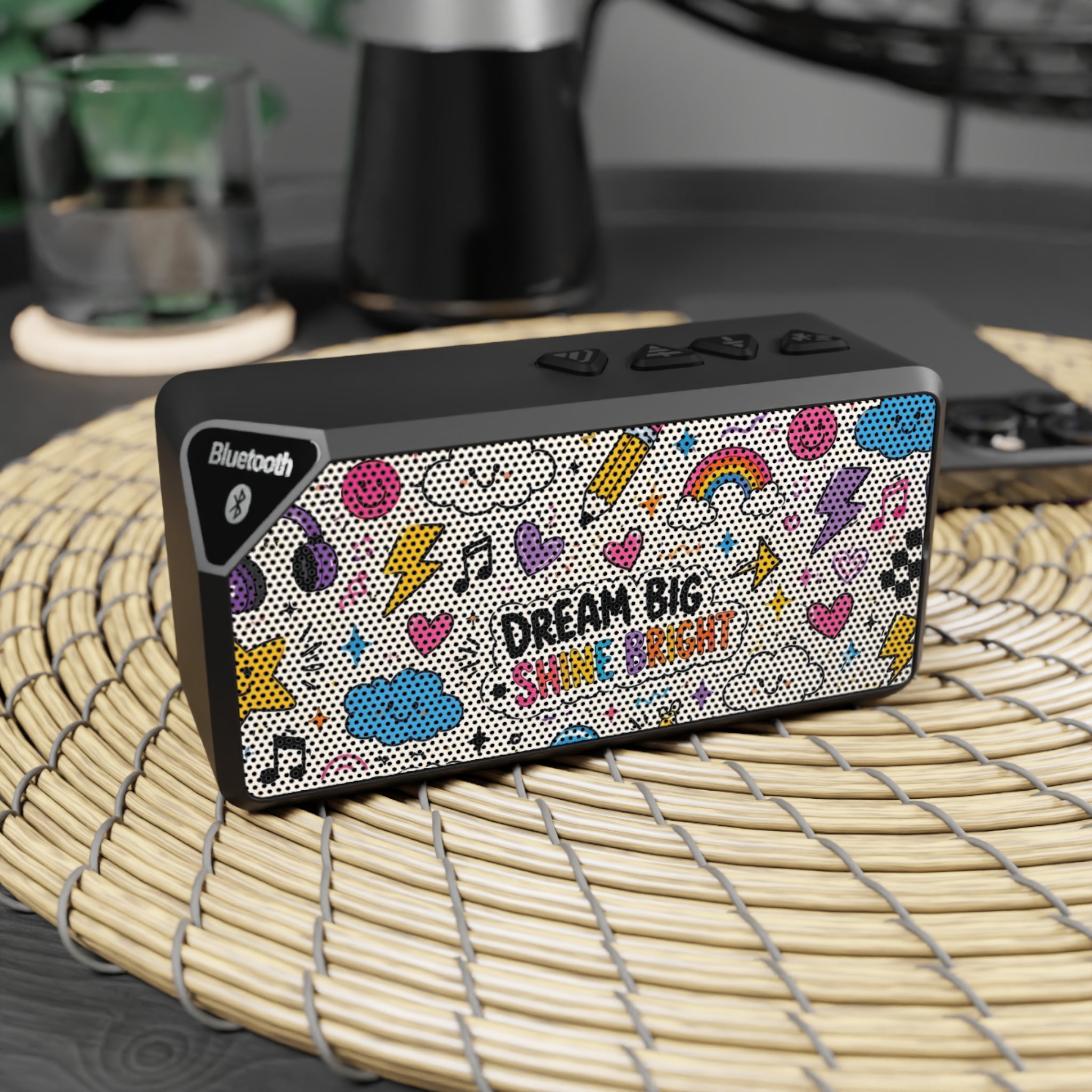 Bluetooth Speaker — "Dream Big" Colorful Doodle Portable Speaker