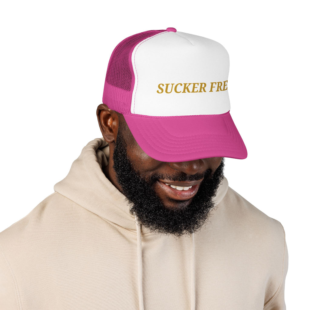 Sucker Free Trucker Hat — Vintage Gold Embroidered Foam Cap