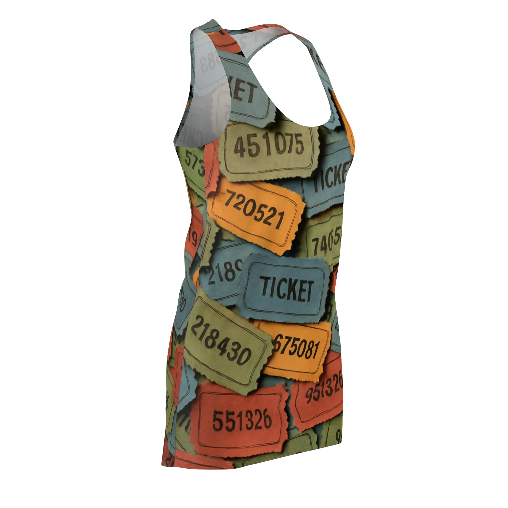 Women's Colorful  Ticket Racer Dress - IAKAM