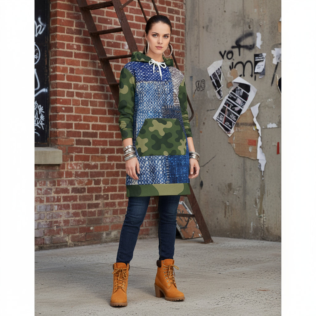Women's Hoodie Path & Camo Dress - IAKAM