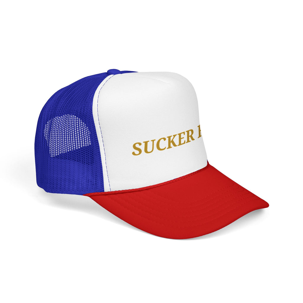 Sucker Free Trucker Hat — Vintage Gold Embroidered Foam Cap