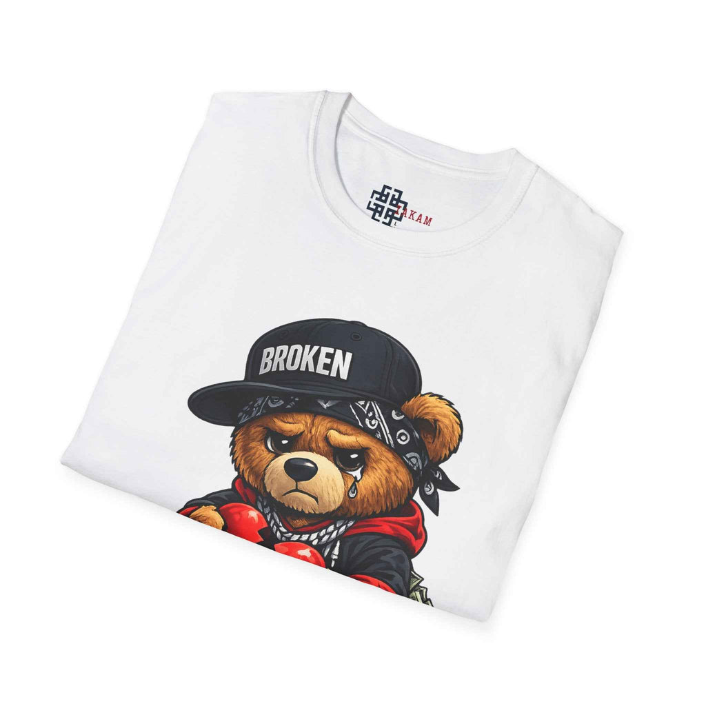 Broken Hearted Teddy Bear Graphic Tee — "Love Me" Street Art  T-Shirt