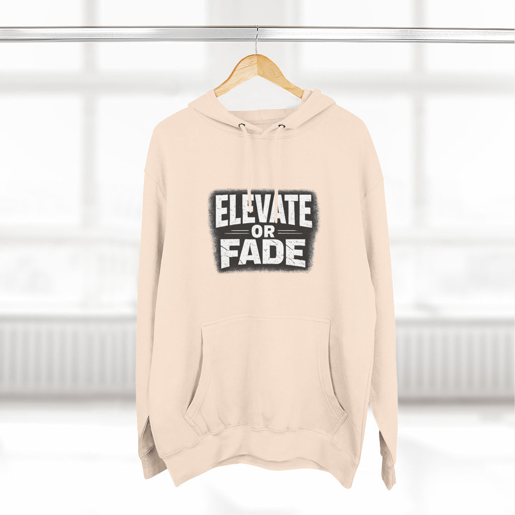 Elevate or Fade Hoodie - Urban Graphic Fleece Pullover with Crown and Wings Design for Stylish Comfort