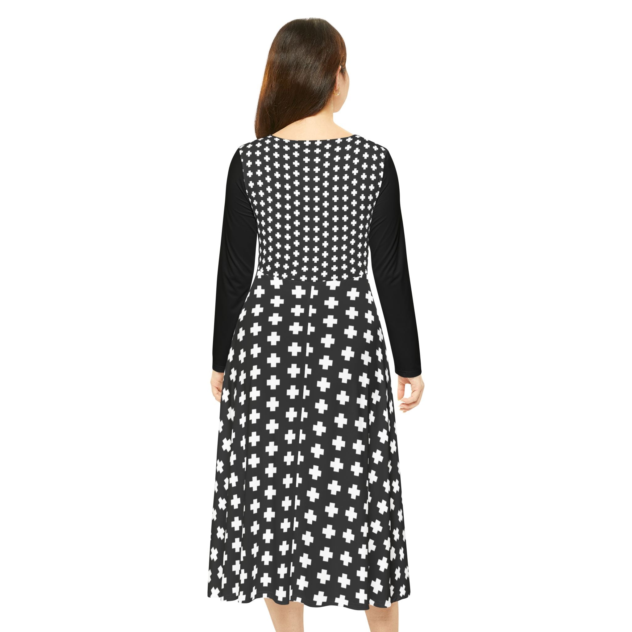 Women's Long Sleeve  Black & White Cross