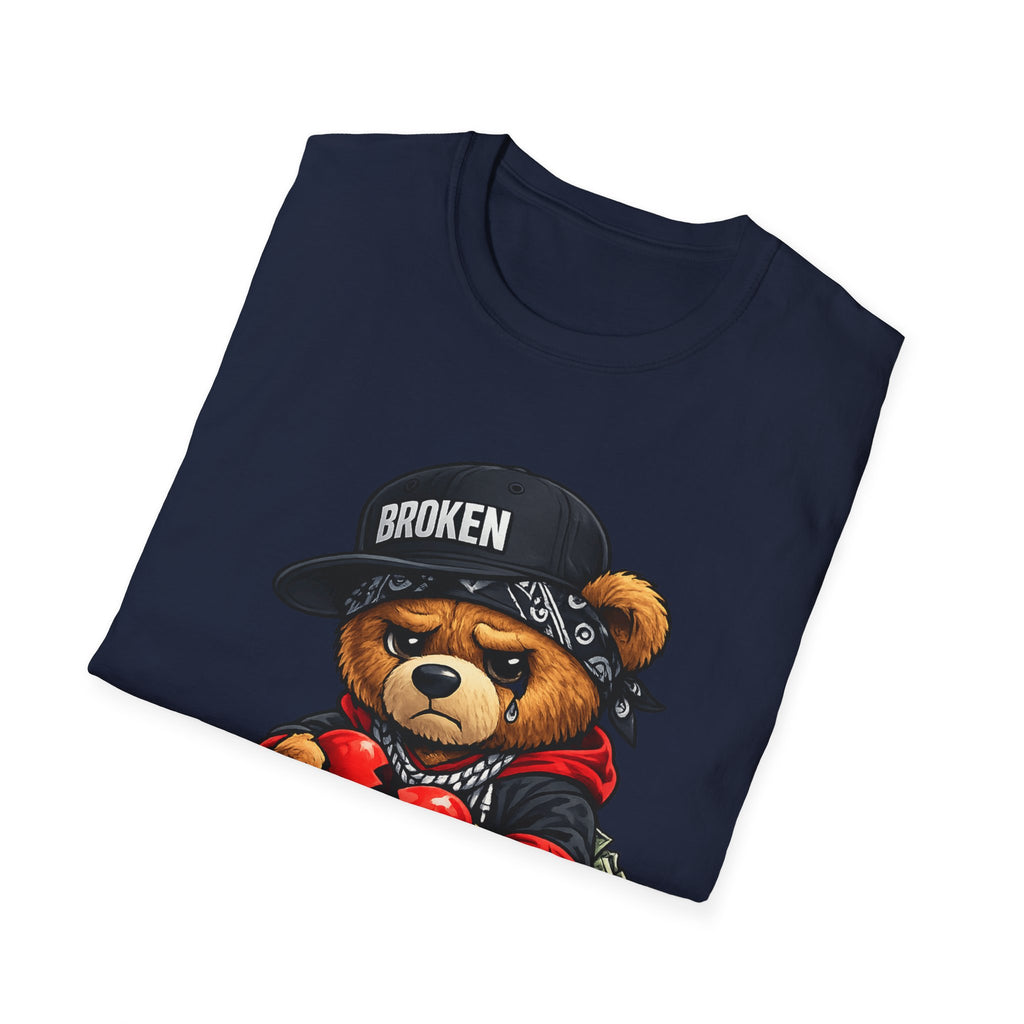 Broken Teddy Bear Graphic Tee — "Love Me" Street Art Shirt Unisex