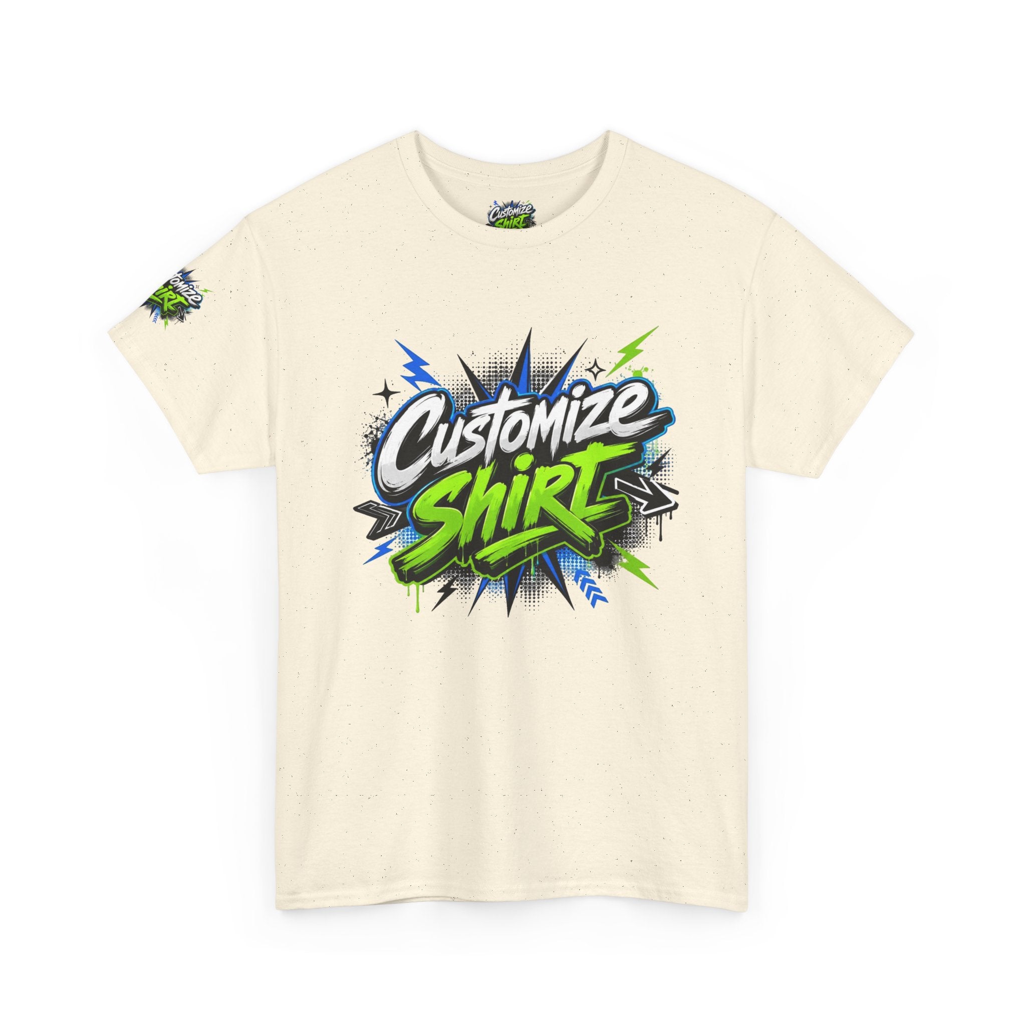 Customize Shirt Graphic Tee — Bold Neon Graffiti Design