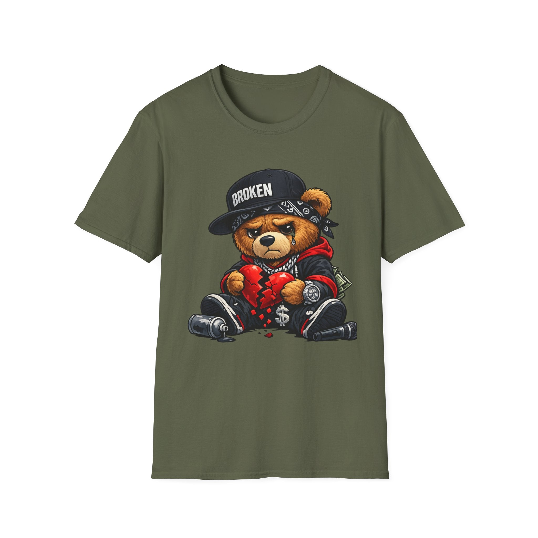 Broken Teddy Bear Graphic Tee — "Love Me" Street Art Shirt Unisex