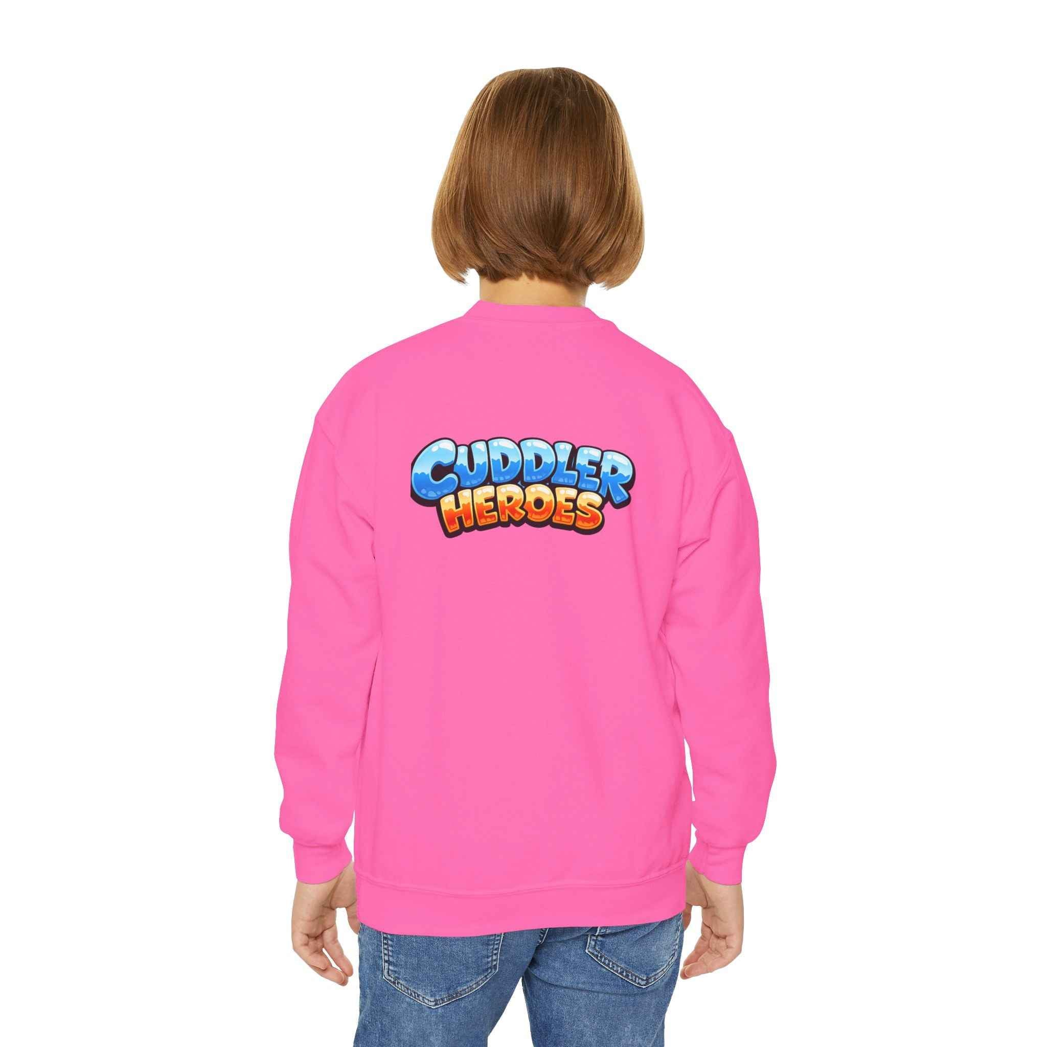Cuddler Hero Kids Sweatshirt — Cute Superhero Teddy Crewneck