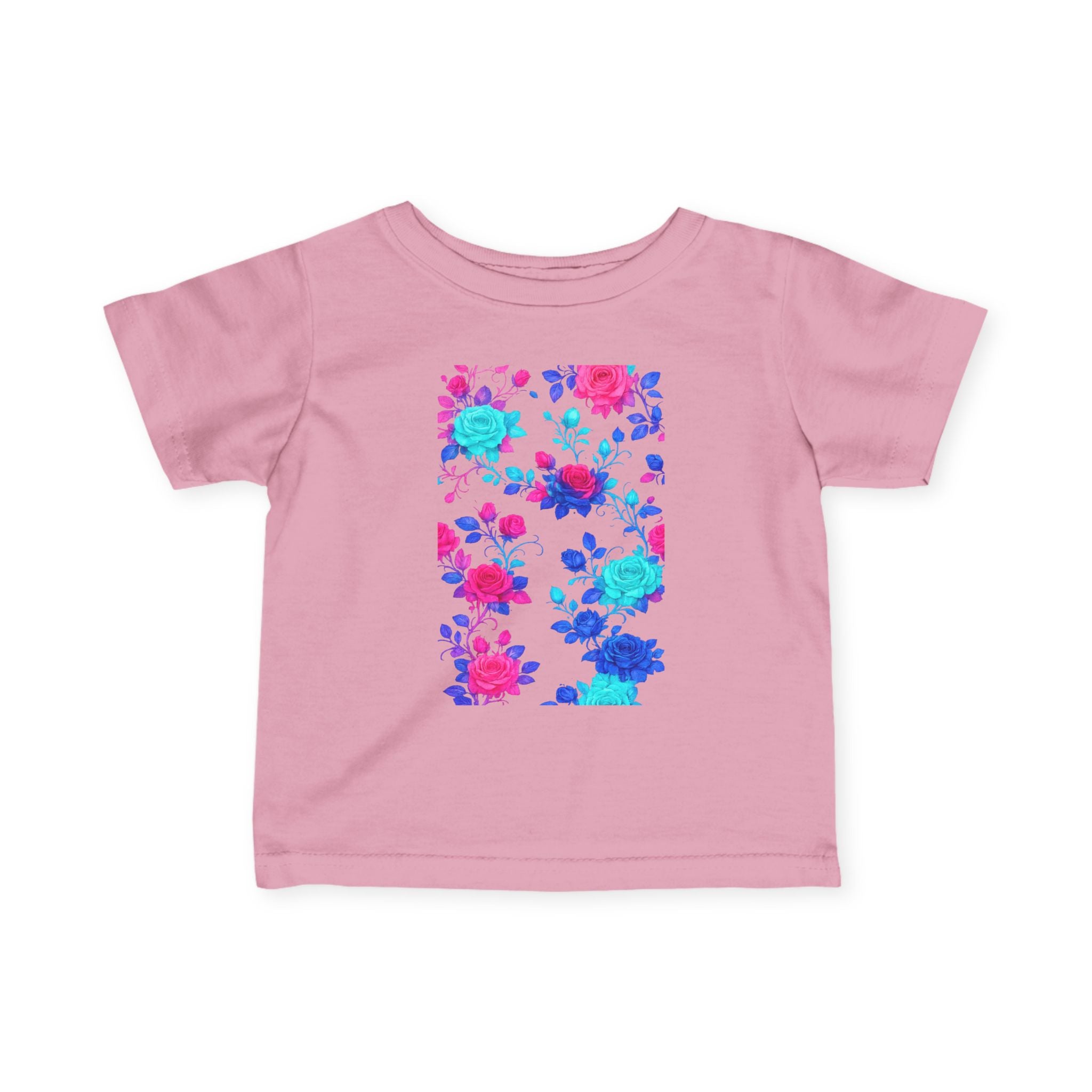 Infant Tee - Bright Floral Baby Shirt with Watercolor Floral Design for Girls