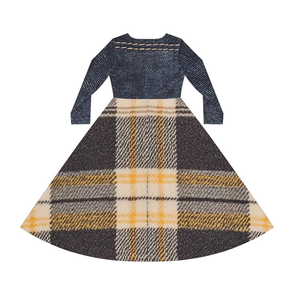 Women's Dance Dress - Denim Print and Flannel